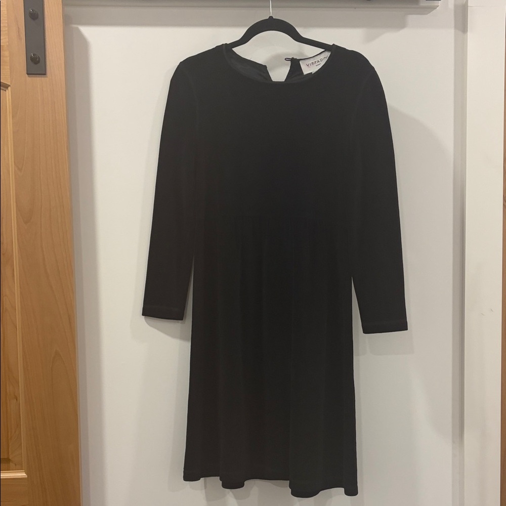 Adrienne Vittadini Sport Black Stretch Velvet A Line Dress